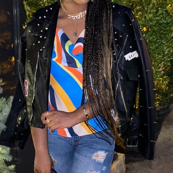 Multicolored Racer Back Blouse - Picture 3 of 6